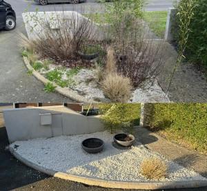 Chantier d'entretien de jardin réalisé par Antoine Machacek, paysagiste du réseau Factotum, près de Brest 